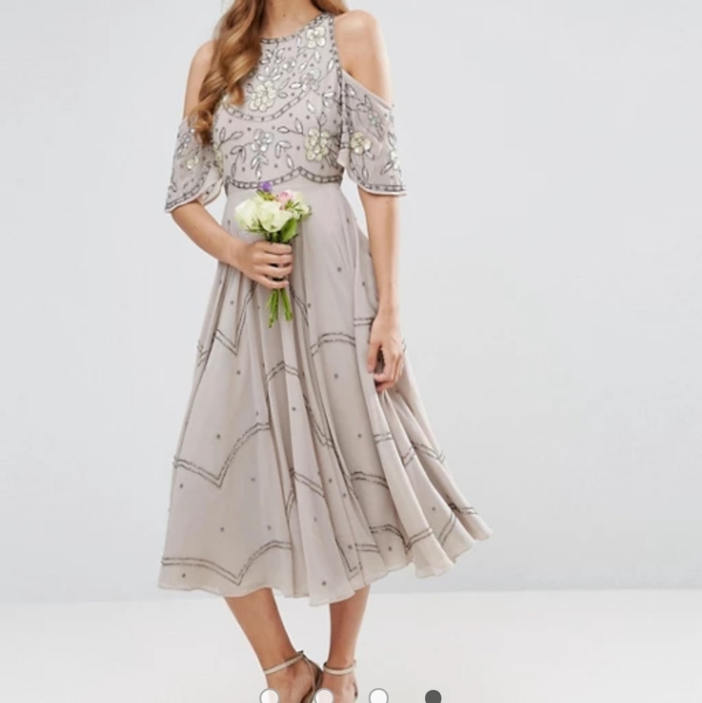 Asos Design Embellished Floral Midi Dress
